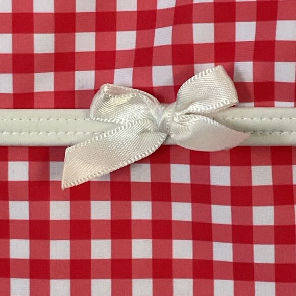 Zaful Red White Plaid Gingham Swim Bathing Suit Top Bikini Lined Padded Small - Picture 2 of 6